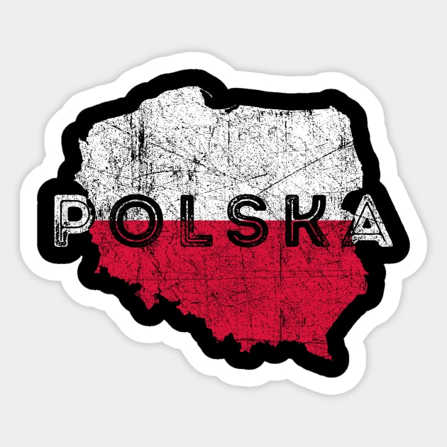 Polska Map and Poland Flag Souvenir Sticker by Family Heritage Gifts